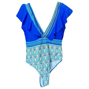 NWOT Shein size L blues print swimsuit